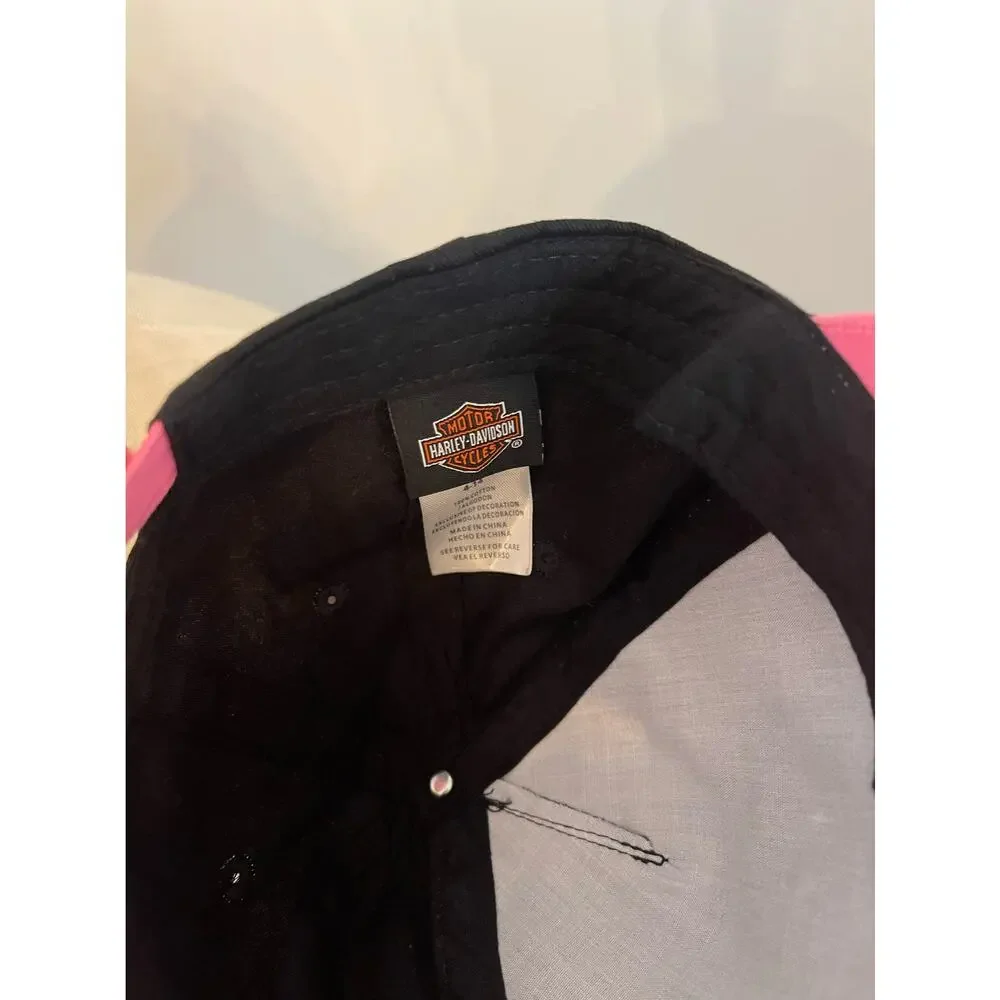 Harley Davidson Pink & Black Girls Hat Size 4-14